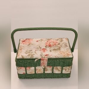 Quilted Floral Sewing Storage Box with Handle